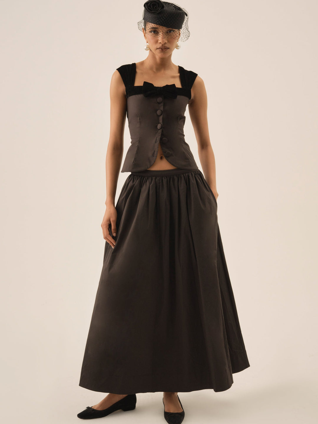 For Love and Lemons Train Station Poplin Top - Black