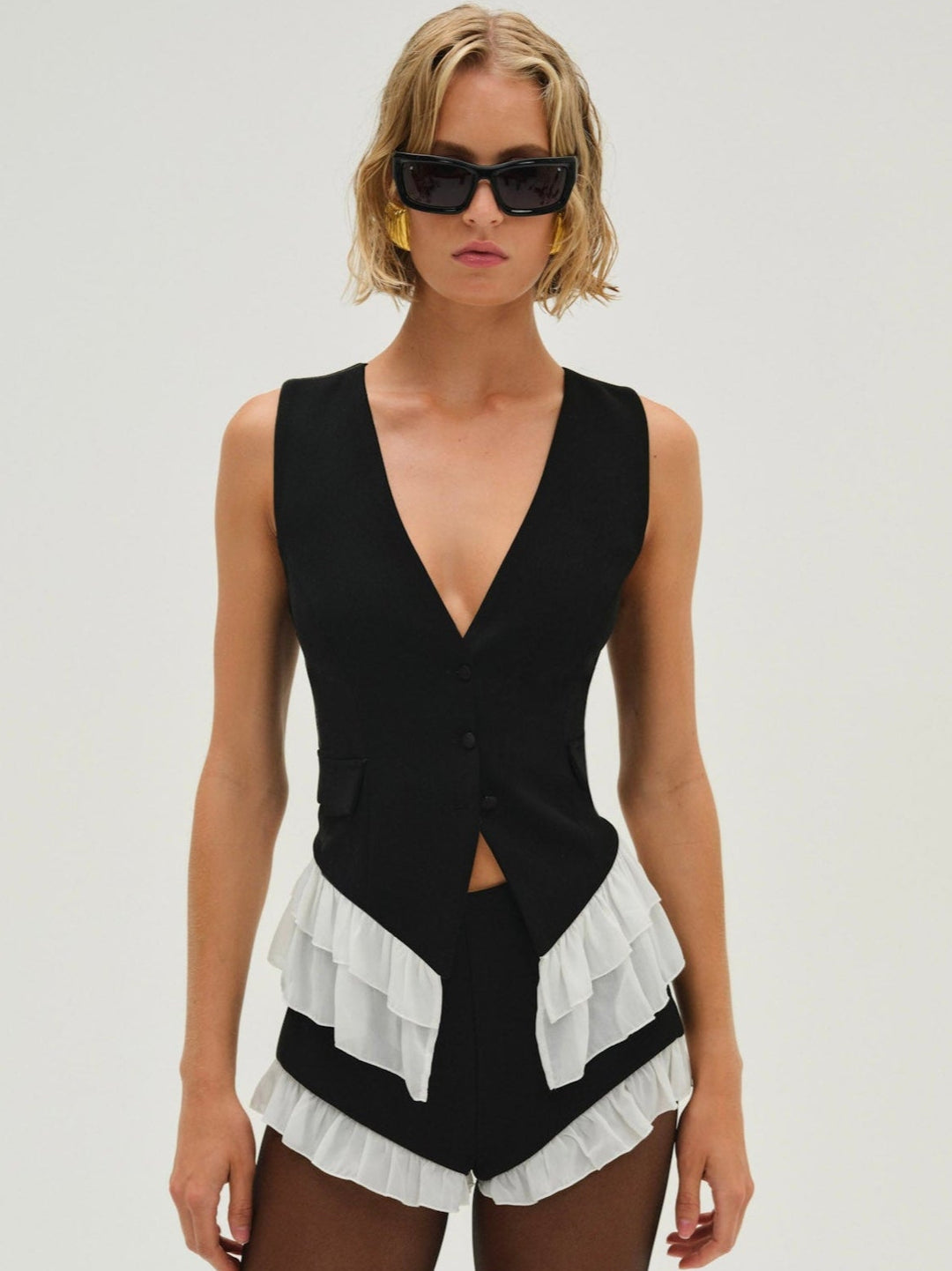 For Love and Lemons Noemie Vest - Black