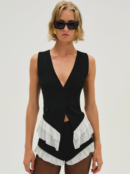 For Love and Lemons Noemie Vest - Black