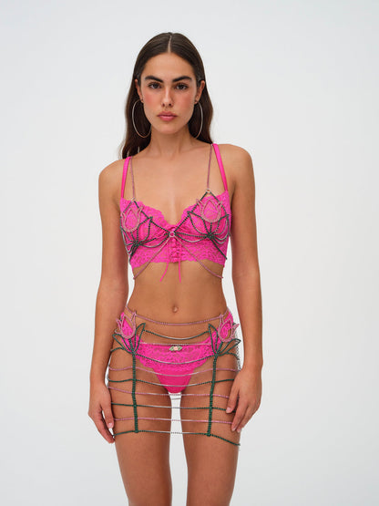 For Love and Lemons Tulip Rhinestone Bralette - Pink