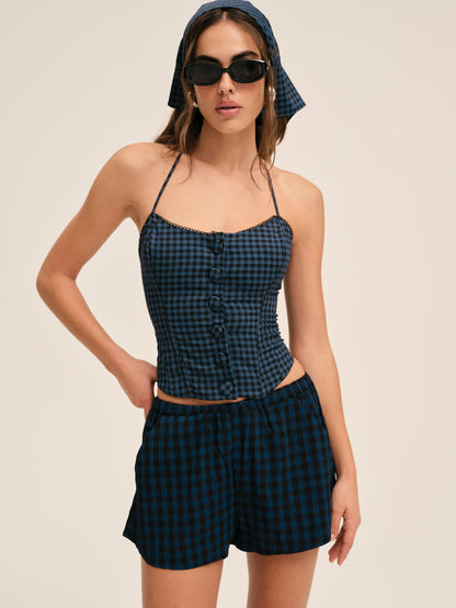 For Love and Lemons Blue River Top - Navy