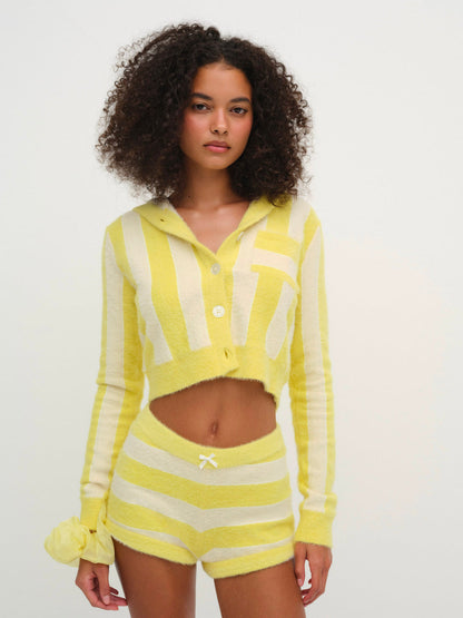 For Love and Lemons Sleepy Stripe Shorts - Yellow