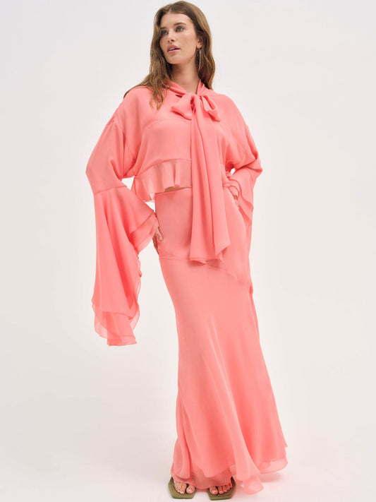 For Love and Lemons Joana Maxi Skirt - Peach