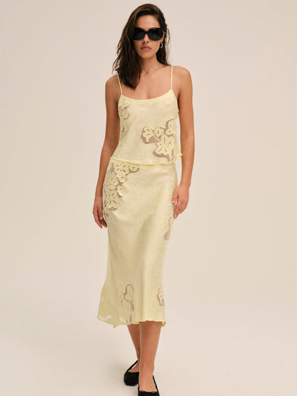 For Love and Lemons Sunrise Midi Skirt - Yellow