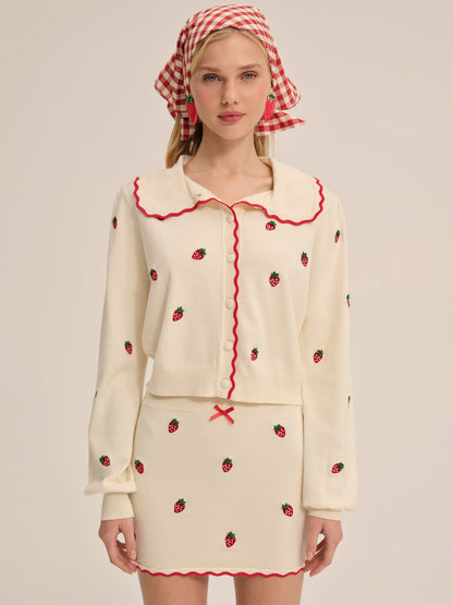 For Love and Lemons Strawberry Jam Mini Skirt - Cream
