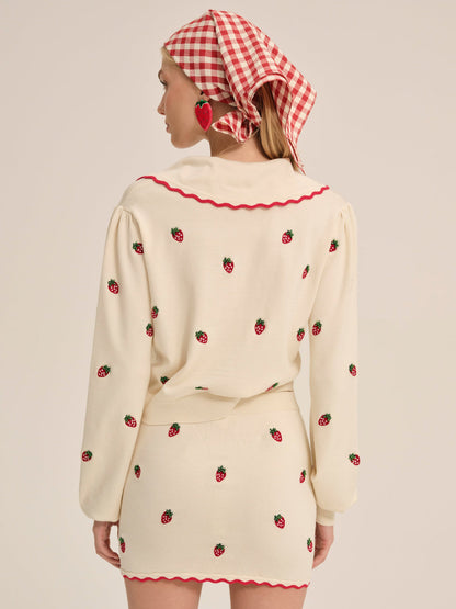 For Love and Lemons Strawberry Jam Mini Skirt - Cream