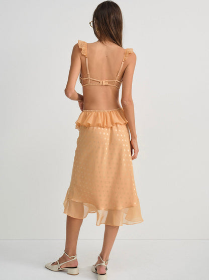 For Love and Lemons Glimmer Rosebud Midi Skirt - Rose Gold