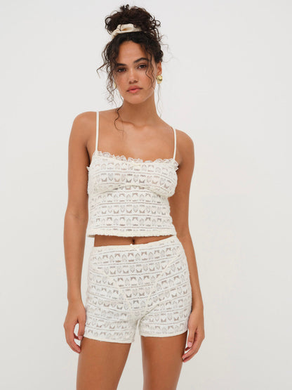 For Love and Lemons Reba Sleep Boyshort - White