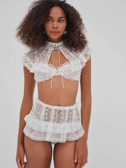 For Love and Lemons Layer Cake Chiffon Panty - White