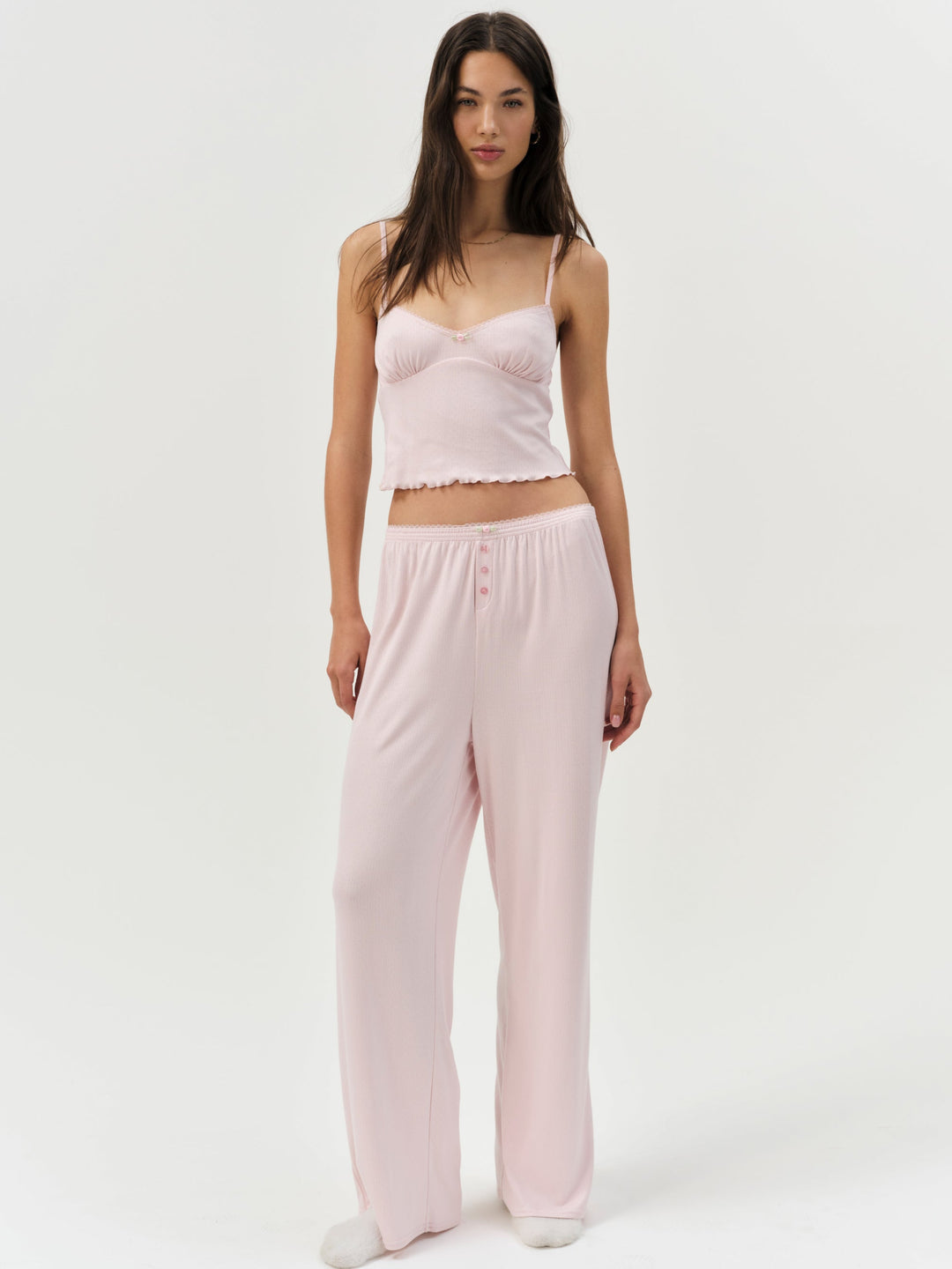 For Love and Lemons Elliana Wide Leg Pant - Dusty Pink