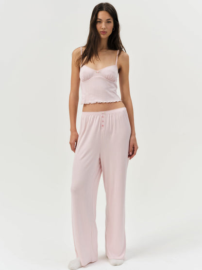 For Love and Lemons Elliana Wide Leg Pant - Dusty Pink