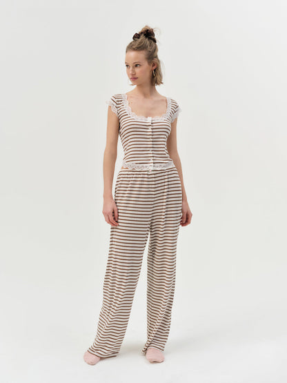 For Love and Lemons Bella Sleep Top - Brown