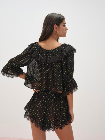 For Love and Lemons Liz Lurex Dot Short - Black