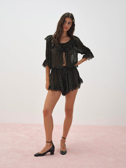 For Love and Lemons Liz Lurex Dot Short - Black