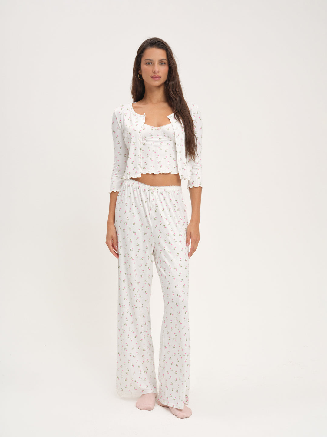 For Love and Lemons Elliana Wide Leg Pant - White