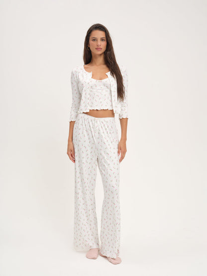For Love and Lemons Elliana Wide Leg Pant - White